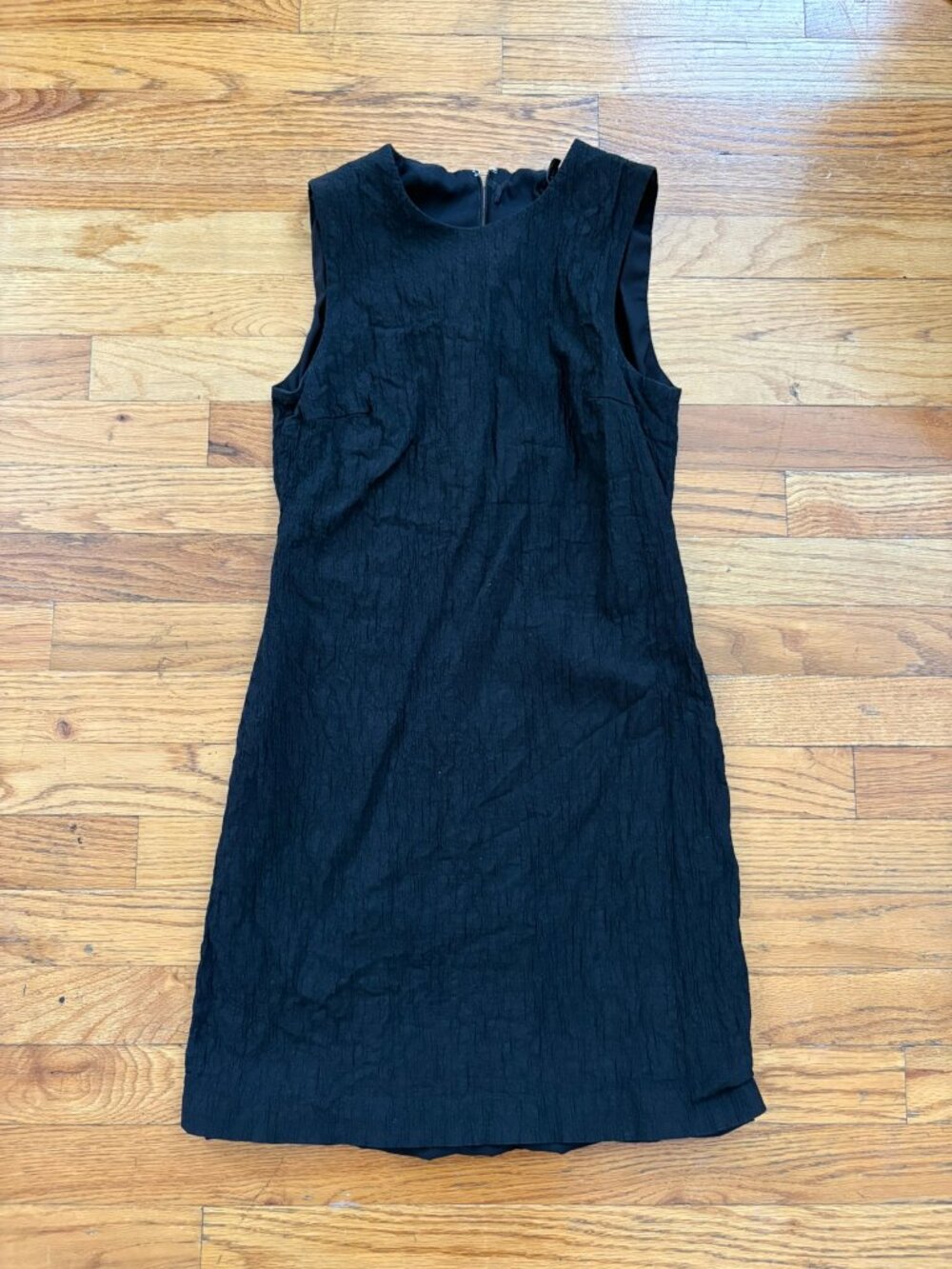 Vince crinkle black mini dress